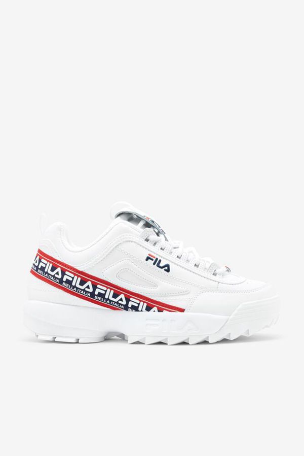 Zapatillas Fila Hombre Blancas / Azul Marino / Rojas - Disruptor 2 Premium Logo Tape - España 391520